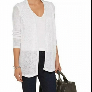 HELMUT Lang 100% Linen Oversized White Knit Loose Cardigan Small